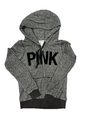 Pink Victoria’s Secret Full Zip Jacket Women’s Size Small Black Gray Pockets